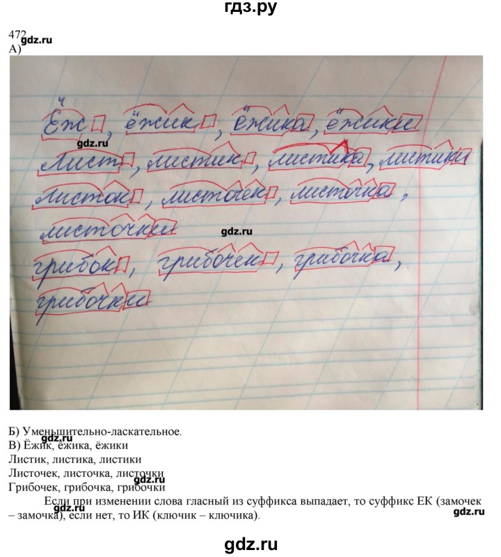 ГДЗ по русскому языку 3 класс Нечаева   упражнение - 472, Решебник